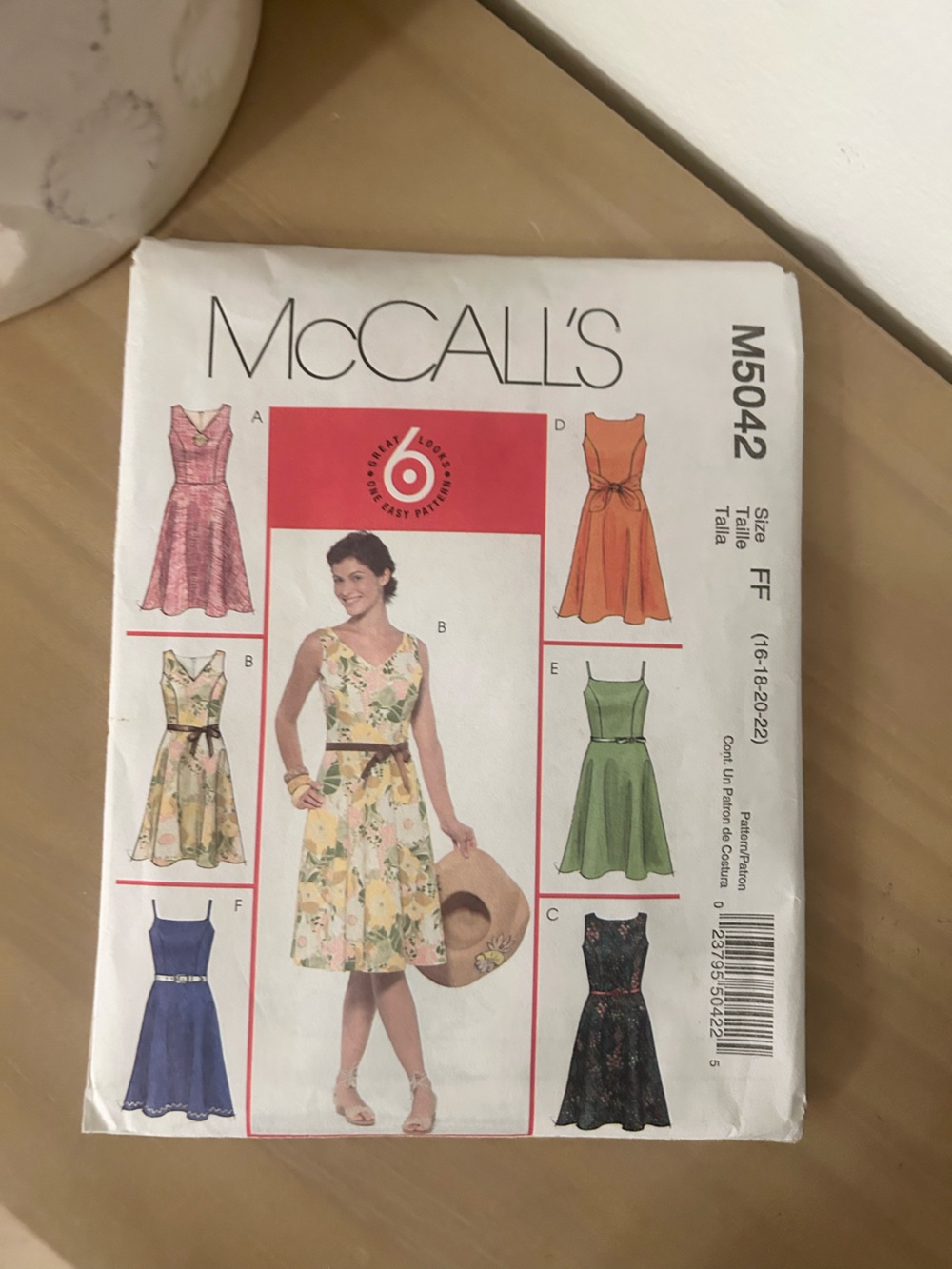 Vintage McCall’s M5042 Misses Dress Sewing Pattern Size 16-22 FF